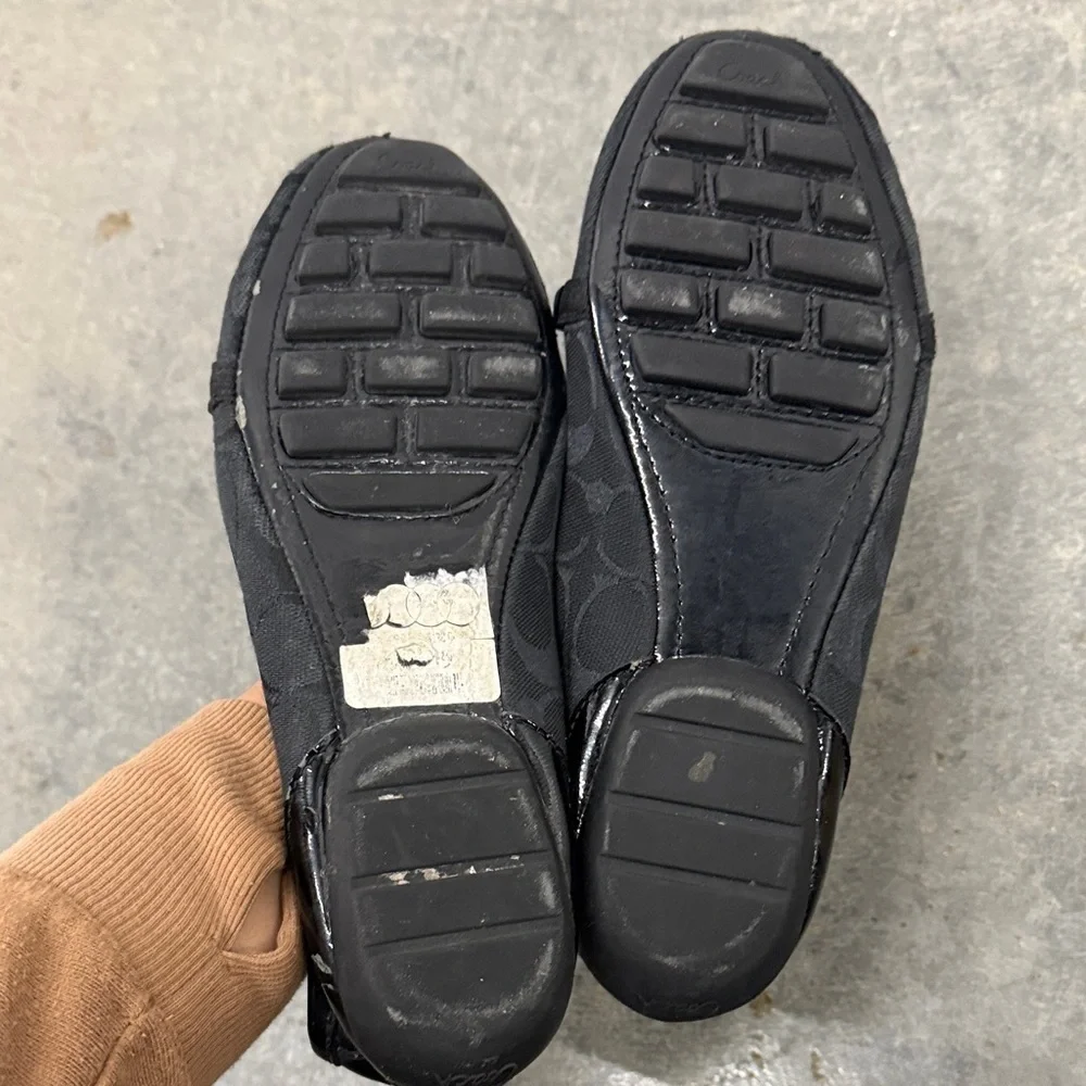 Coach Black Loafers with Silver Accents